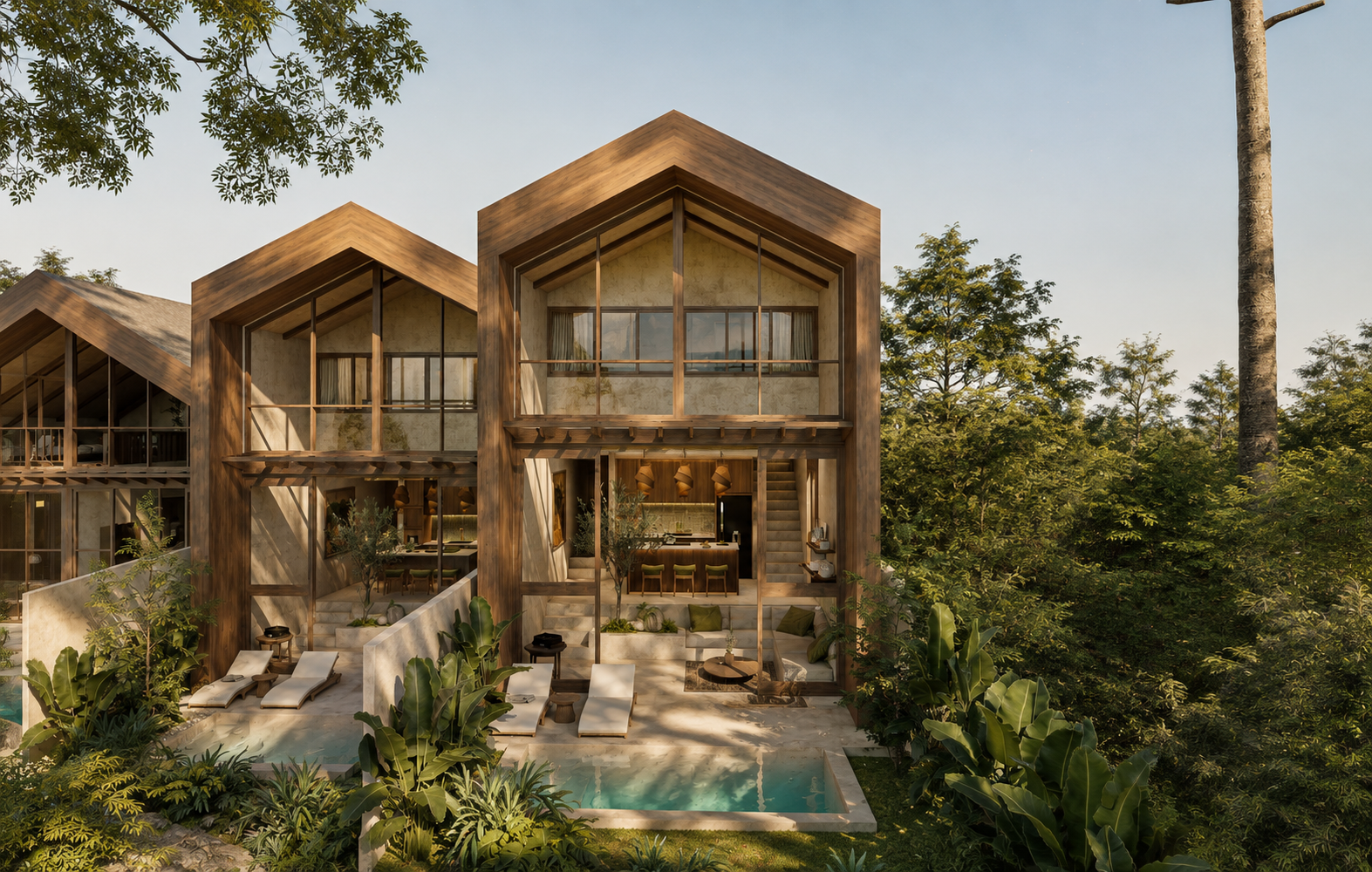 Sela Residences, three warm timber villas facing lush nature in Pecatu